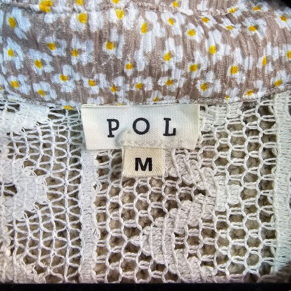 POL Boho Babe mixed media floral Blouse Multi-Color Pattern Women's Size Medium - Picture 5 of 15